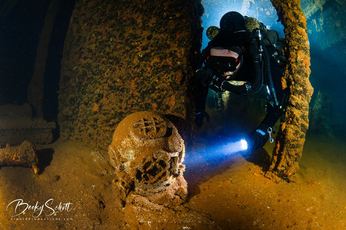 More images from the USS Saratoga. An incredible shipwreck inside and out. This Aircraft Carrier was 888- feet long and has a lot to explore. I loved the barber chair, CIC, Divers helmets and swimming through passageways inside.