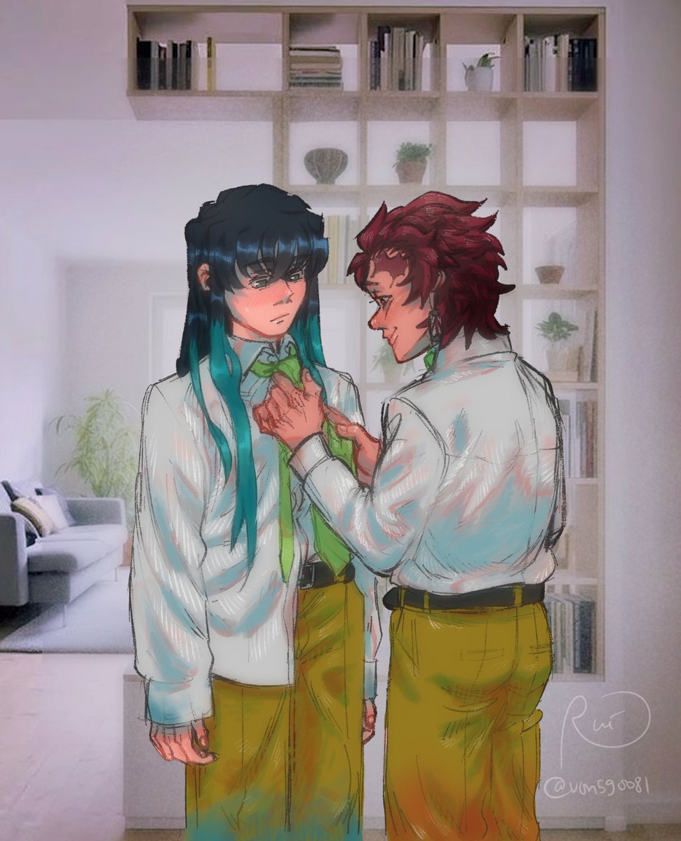 #muitan #muichiro #tanjiro #kny #demonslayer 
 a brief moment before school with yo boifren