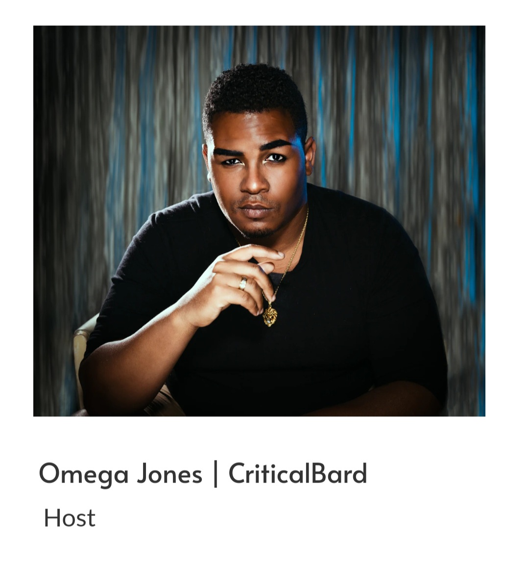 The CRIT Awards host was - or perhaps still will be in their virtual setting - Omega Jones, aka The Critical Bard.

He is of course immortalized in my livestream intros as the guy who says "white lives don't matter because white lives aren't a thing".

So in addition to openly