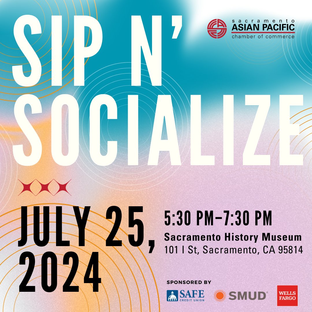 Sip N' Socialize with us at the Sacramento History Museum on July 25th, 5:30 pm - 7:30 pm! Connect, network, and enjoy local flavors. 🎉

Register now: sipnsocialize_july24.eventbrite.com/?aff=X

#SacAsianChamber #Networking