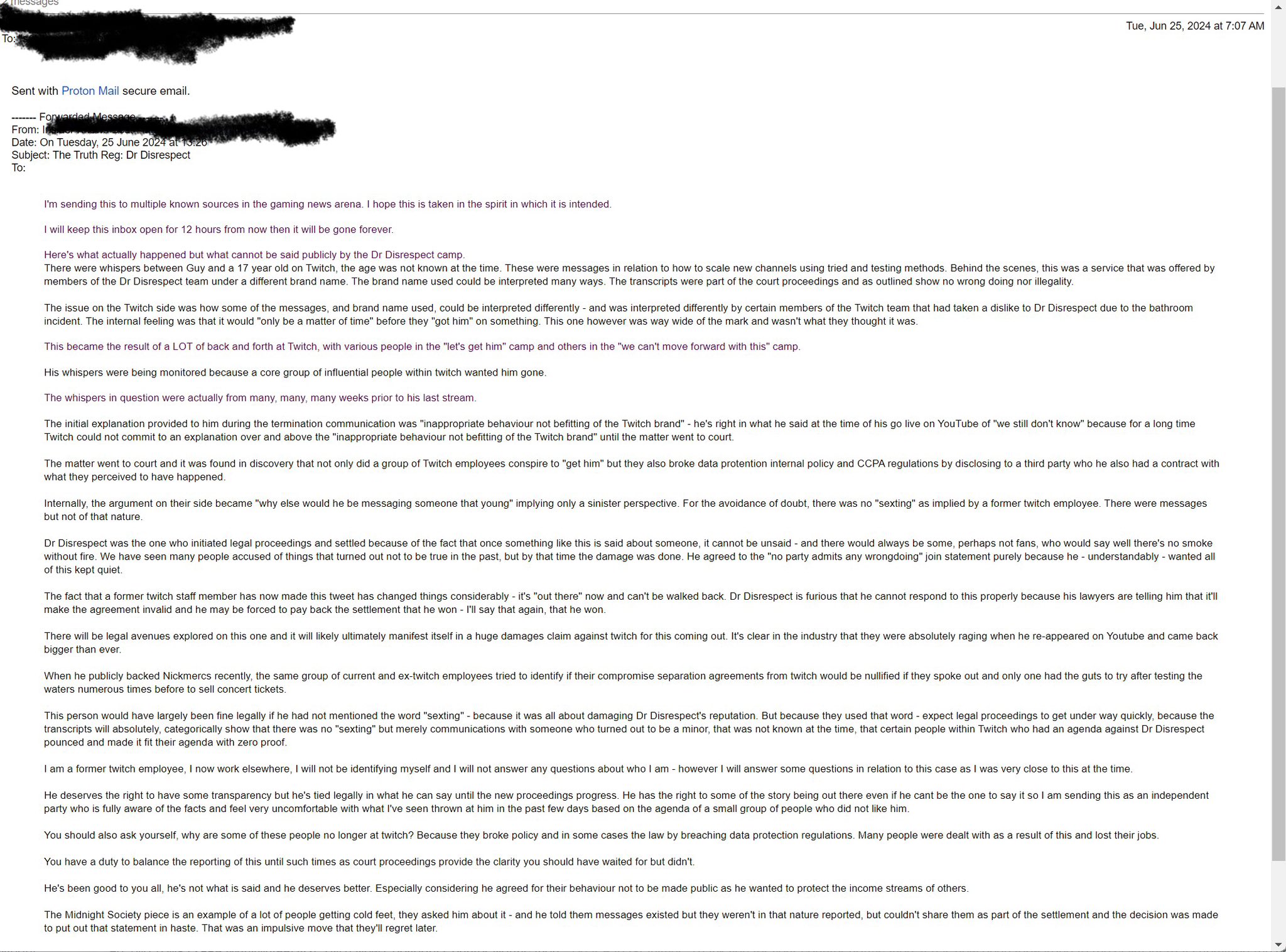 Stan Price on X: &ldquo;MASSIVE POTENTIAL DRDISRESPECT LEAK! Email from 