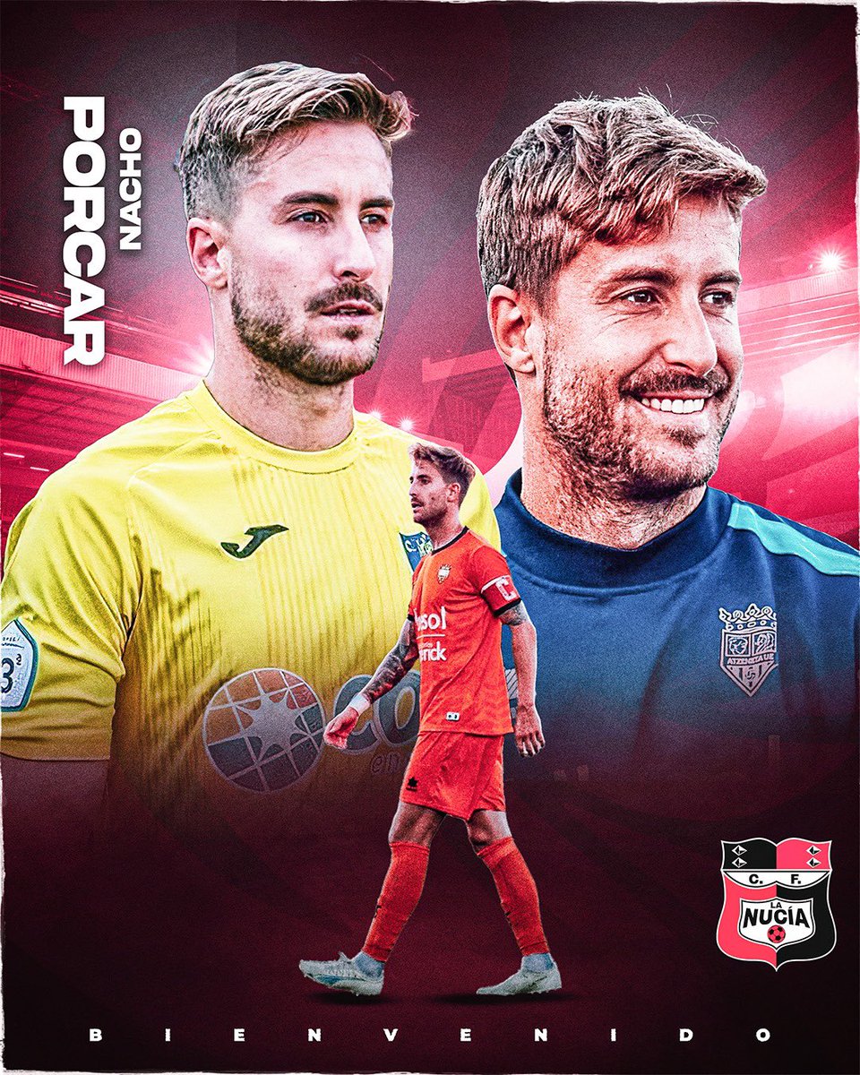 🔴🅒🅕🅛🅝🔴

𝗖𝗢𝗠𝗨𝗡𝗜𝗖𝗔𝗗𝗢 𝗢𝗙𝗜𝗖𝗜𝗔𝗟 | <a href="/Nacho_Porcar/">Nacho Porcar</a> segundo fichaje del <a href="/cfnucia/">CF La Nucía</a>. 🖊

El defensa de 31 años, jugador del <a href="/Atzeneta_UE/">Atzeneta UE</a> la pasada temporada, volverá a ponerse a las órdenes de <a href="/BernaBallester/">Berna Ballester</a>. 🤝

#BienvenidoNacho 🆕

#JuguemosAlRojo ♥️

#ADNucía 🧬