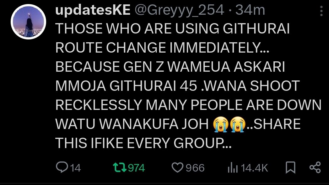 Please note. Githurai