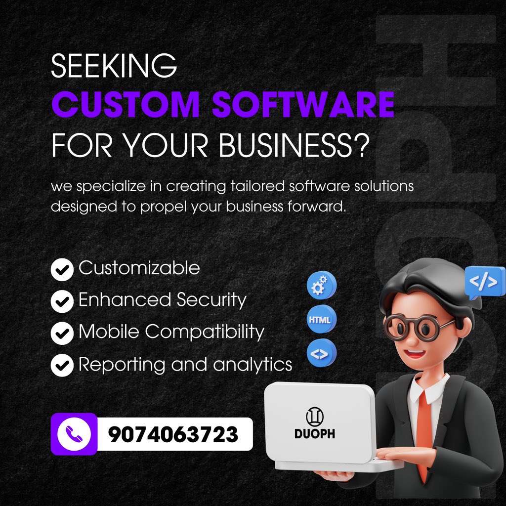 duoph_tech's tweet photo. Looking for a Custom Software for your Business?

Transform Your Business with Custom Software tailored just for you💻✨

#explore endless possibilities with us🤝

#duoph #duophtechnologies #tech #engageandinspire #interactivecontent #connecttoconvert #engagementelevation #feed https://t.co/S0Kn5wfm03