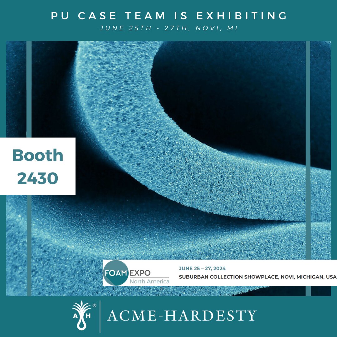 Today begins #FoamExpoNorthAmerica! Don't miss the opportunity to experience Acme-Hardesty's sustainable, green solutions for #polyurethane #foam.

👋 PU CASE Team
🎉 <a href="/FoamExpo/">FoamExpo</a>, <a href="/adsandbondexpo/">Adhesives & Bonding Expo</a> 
📆 Happening Now!
🏞️ Booth #2430, <a href="/SCShowplace/">Suburban Collection Showplace</a> 
#theresnoplacelikefoam #foamexpo