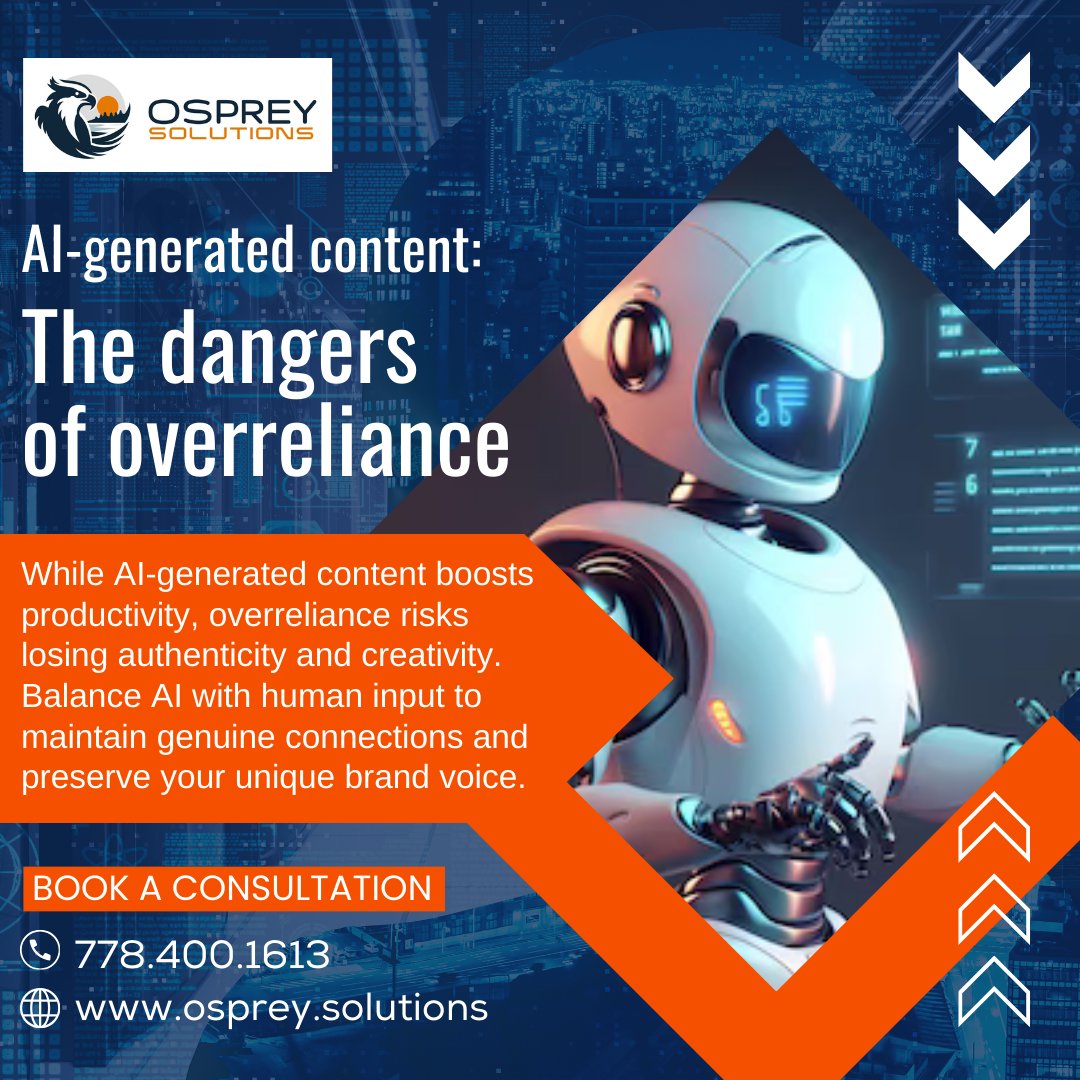 Osprey_Sol_Con's tweet image. 🚀 Embracing the Future, Preserving Creativity 🤖✨

AI boosts productivity, but balance it with human touch to maintain authenticity and creativity. Use AI to enhance, not replace, your brand&apos;s unique voice.
.
.
#AIgenerated #ContentBoost #UniqueBrand #Creativity