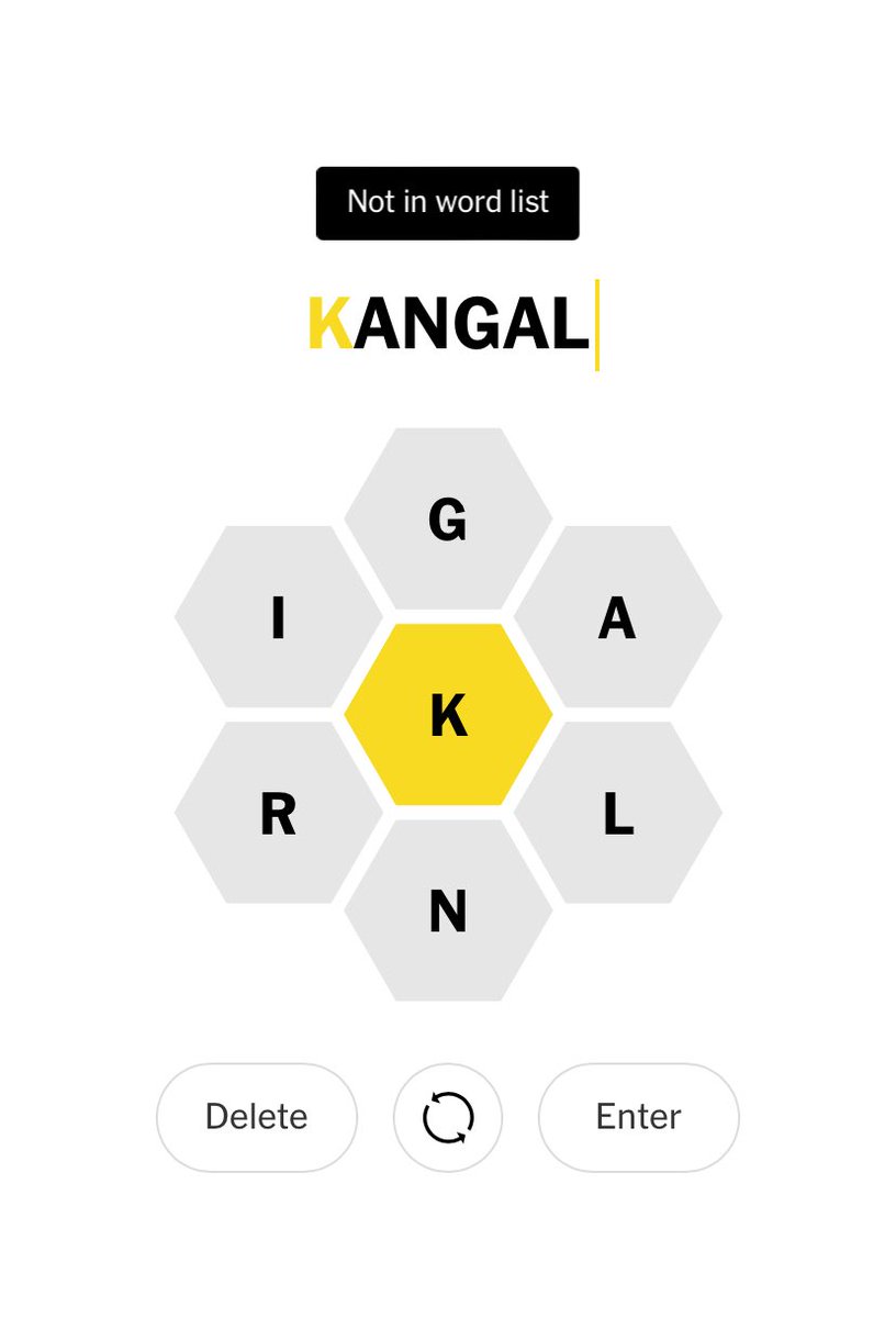 Kangal — relating to all things kangaroo. ⁦<a href="/NYTGames/">New York Times Games</a>⁩ #hivemind
