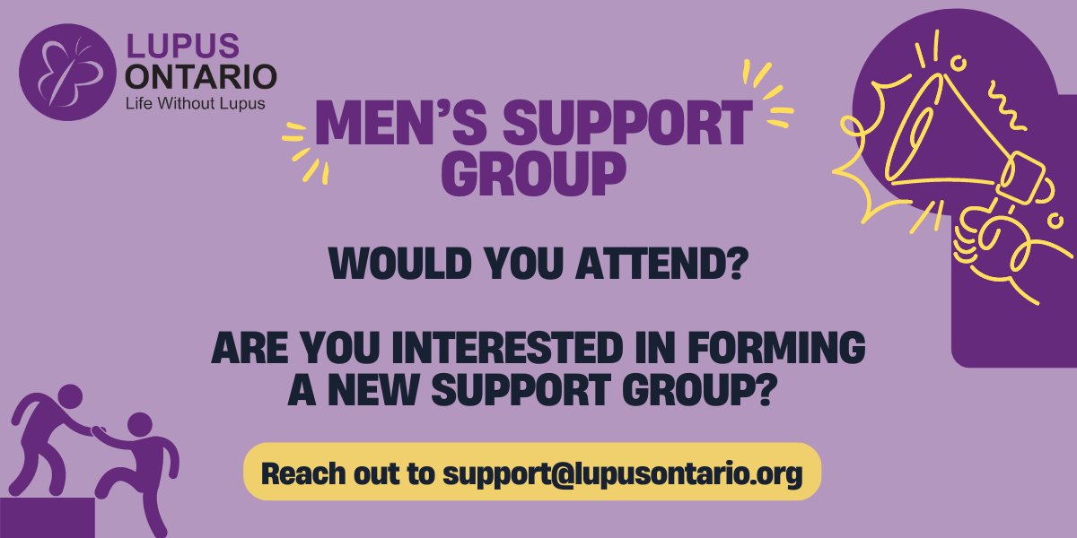 Lupus Ontario (@lupuson) on Twitter photo 📣ATTENTION📣
Let's stand together to raise awareness and offer solidarity to those battling Lupus. Interested in forming a Men's Support Group?
Reach out to : support@lupusontario.org
Together we can make a difference 🤝 📣ATTENTION📣
Let's stand together to raise awareness and offer solidarity to those battling Lupus. Interested in forming a Men's Support Group?
Reach out to : support@lupusontario.org
Together we can make a difference 🤝