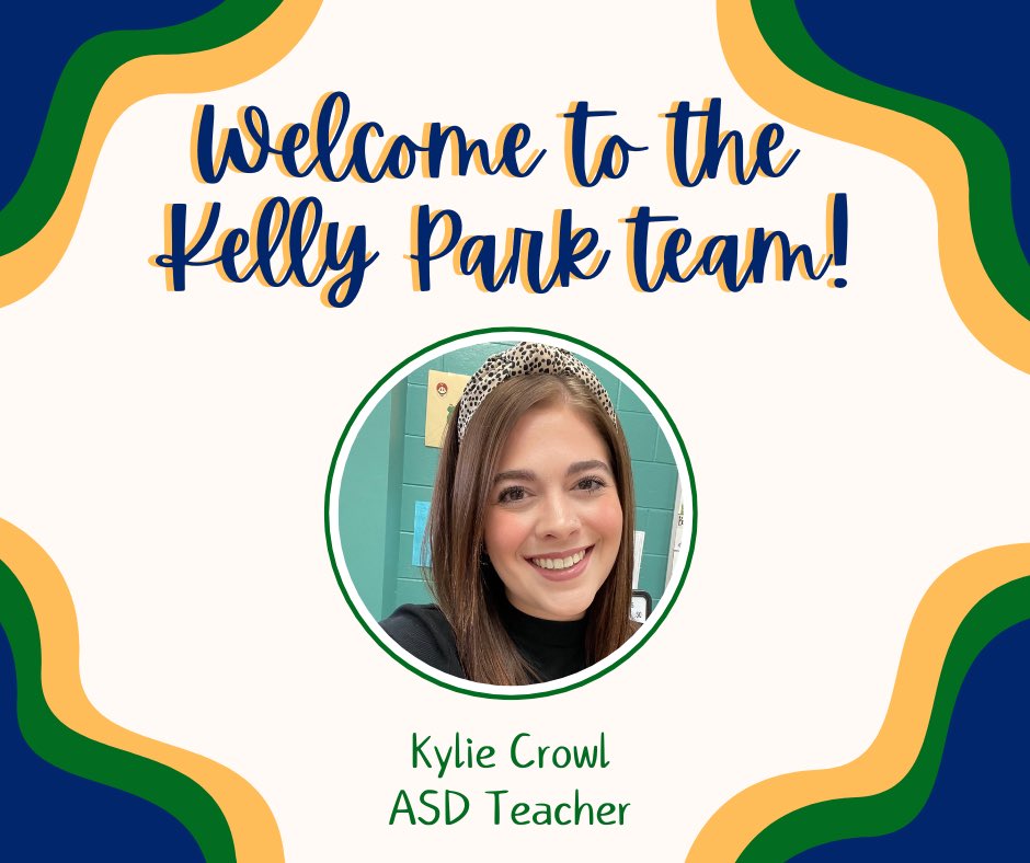Please help us give a warm welcome to our new ASD teacher, Ms. Kylie Crowl! We are so excited to have Ms. Crowl join our KPS family!  
💙 💛
