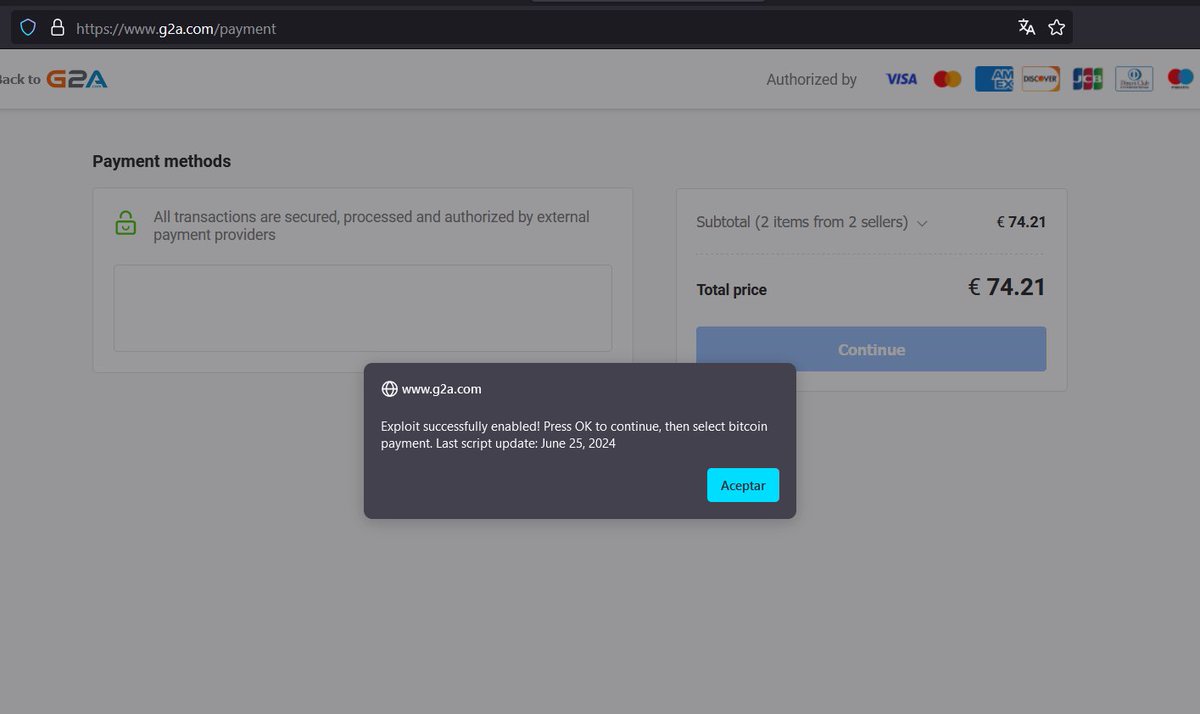 Seems like @pastebin is being flooded by G2A scams (poor moderation effort)  that makes you to install tampermonkey extension in your browser and paste  a script that replaces the bitcoin address in