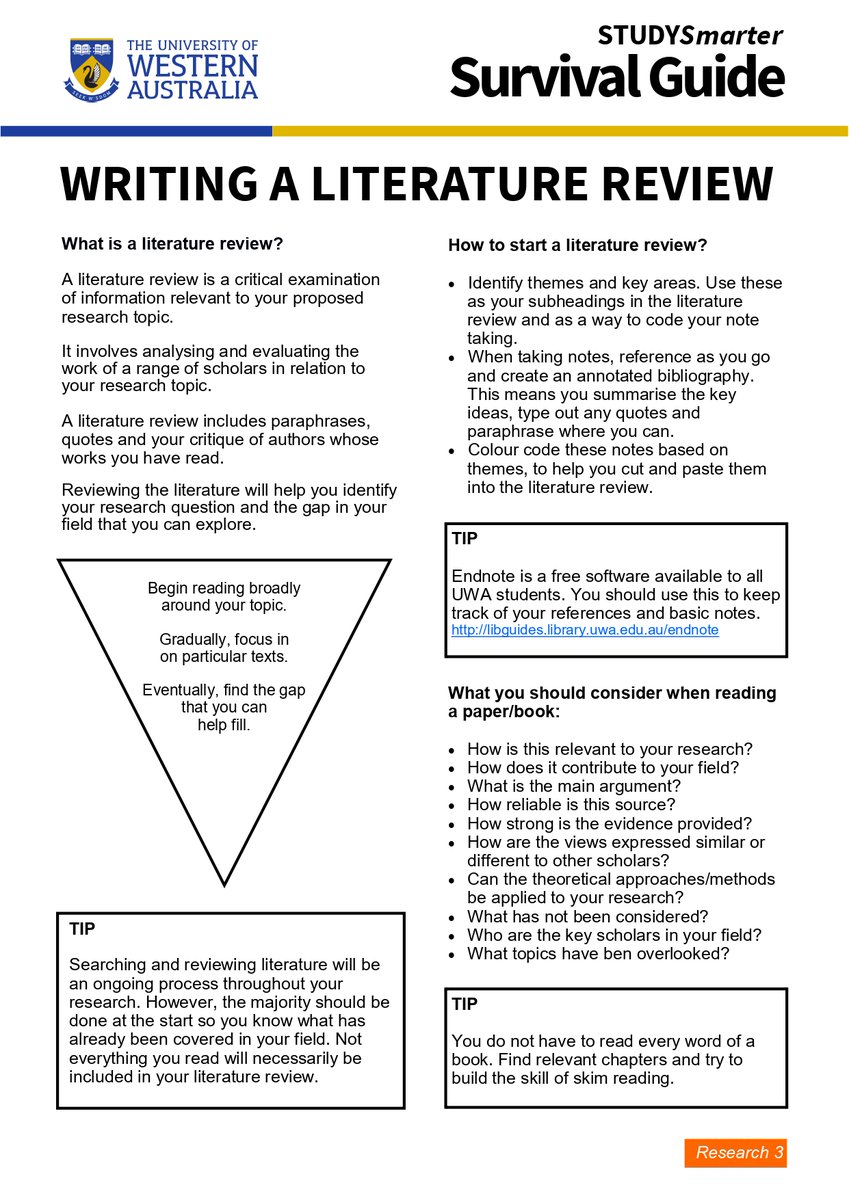 WRITING A LITERATURE REVIEW