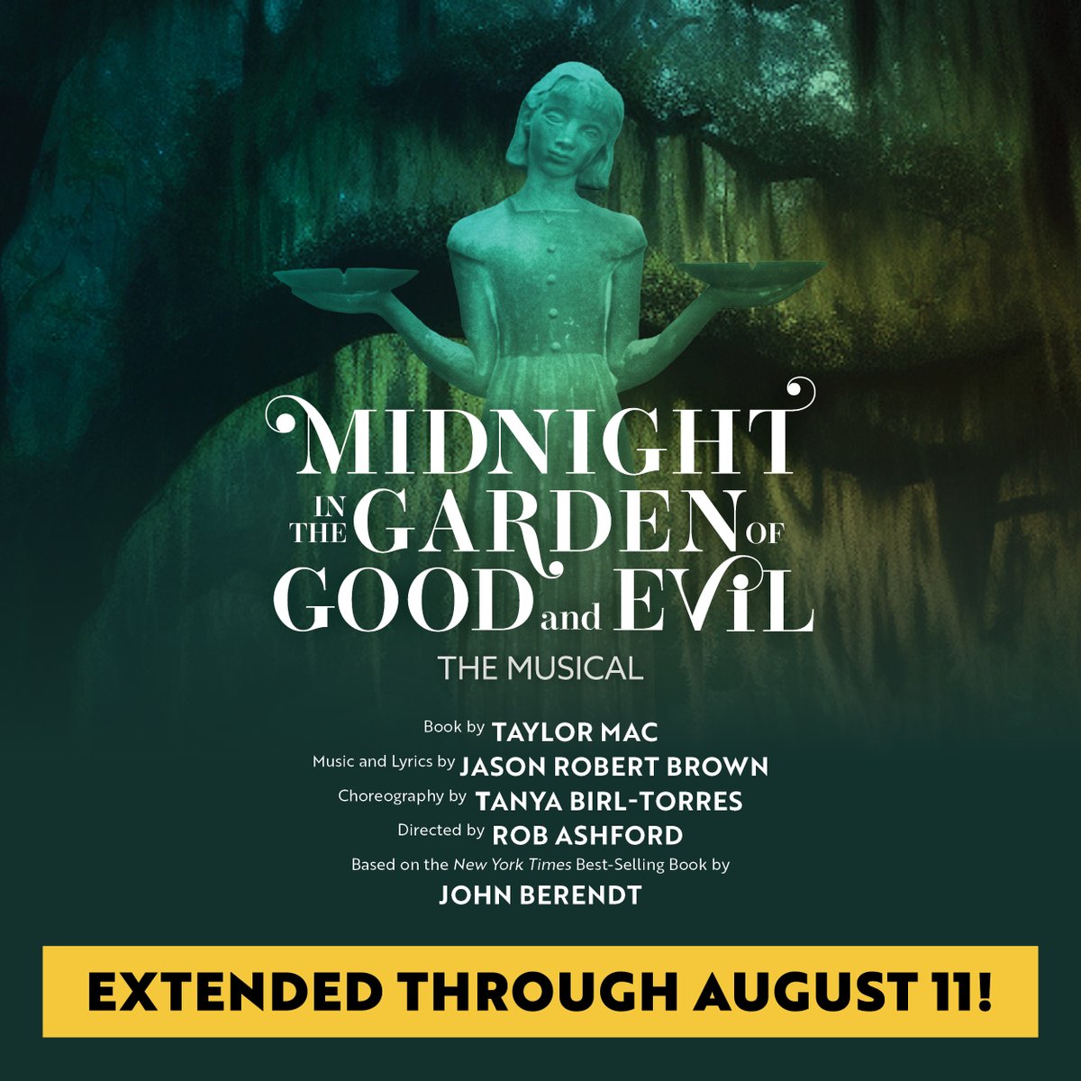 GoodmanTheatre's tweet photo. 🎉 Just Announced: The highly anticipated world premiere production MIDNIGHT IN THE GARDEN OF GOOD AND EVIL has been extended through August 11! Don't miss your chance to experience this one-of-a-kind musical. Get tickets at https://t.co/AESMlvvEjW 

#GoodmanTheatre https://t.co/P1b1M412Pm