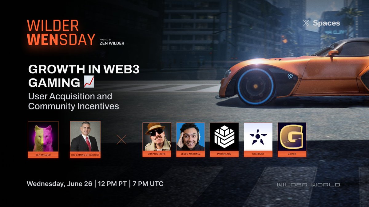 Wilder World (@wilderworld) on Twitter photo 🚨 Wilder WENsday X Spaces returns tomorrow 🚨
Dive into Web3 Gaming with us as we explore user acquisition, gamer incentives, and building community!
With us on stage: <a href="/0xJesusMartinez/">FOLLOW @JESUSMARTINEZEZ (Main Page)</a>, <a href="/CryptoStache/">'Stache</a>, <a href="/ParamLaboratory/">Param Labs</a>, <a href="/GaiminIo/">GAIMIN</a> and @Stardust!
🔔 Set your reminder 🔔 🚨 Wilder WENsday X Spaces returns tomorrow 🚨
Dive into Web3 Gaming with us as we explore user acquisition, gamer incentives, and building community!
With us on stage: <a href="/0xJesusMartinez/">FOLLOW @JESUSMARTINEZEZ (Main Page)</a>, <a href="/CryptoStache/">'Stache</a>, <a href="/ParamLaboratory/">Param Labs</a>, <a href="/GaiminIo/">GAIMIN</a> and @Stardust!
🔔 Set your reminder 🔔