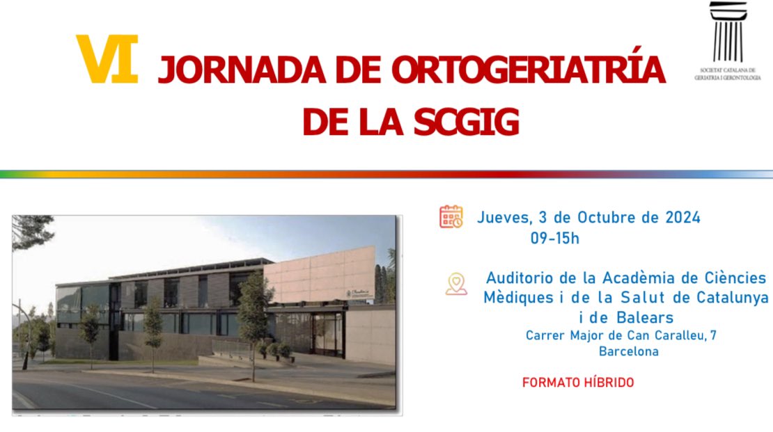 🚨🚨Ya tenemos el programa de la VI Jornada de Ortogeriatría de la <a href="/SCGiG/">SCGiG</a>. ‼️Os esperamos ‼️
🗓️3.10.24
🕰️ 9 a 14 horas
Acadèmia de les Ciències Mèdiques. BCN
📌 docs.academia.cat/a/d3bd6317