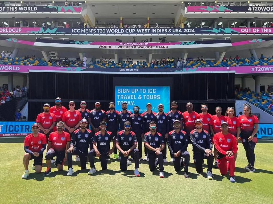 amahl17's tweet photo. What a Dream World Cup it has been , Travelling Liaison Officer for the USA national Cricket Team who made history and also qualified for the next T20 World Cup ❤️❤️

Who knows maybe the next time I'll be in a Nathaniel #17 Jersey as a Player 🤣  well done boys https://t.co/iA5i01Nweb