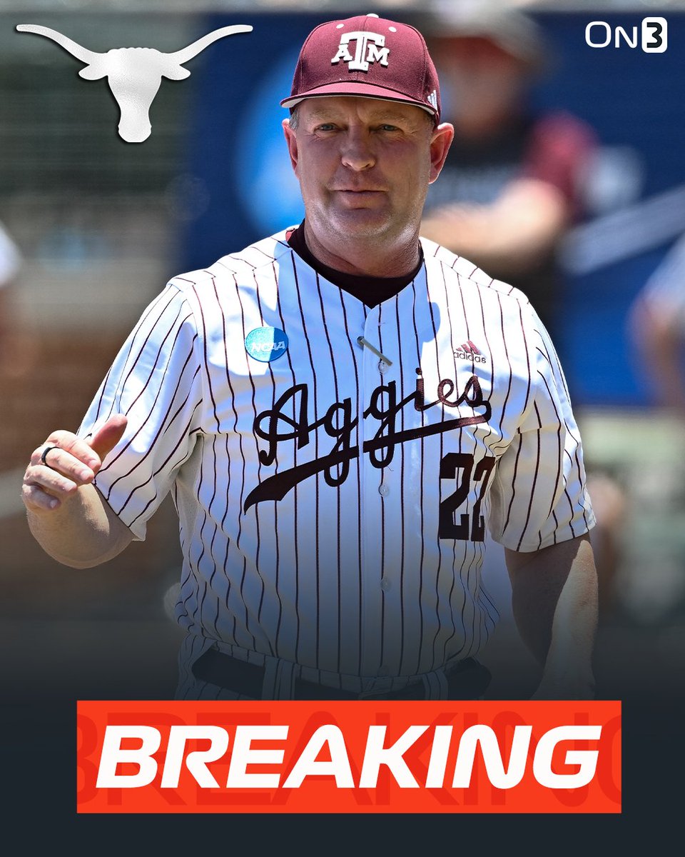 On3 (@on3sports) on Twitter photo BREAKING: Texas A&M's Jim Schlossnagle is expected to be the next head coach at Texas, <a href="/PeteNakos_/">Pete Nakos</a> confirms🤘
on3.com/college/texas-… BREAKING: Texas A&M's Jim Schlossnagle is expected to be the next head coach at Texas, <a href="/PeteNakos_/">Pete Nakos</a> confirms🤘
on3.com/college/texas-…