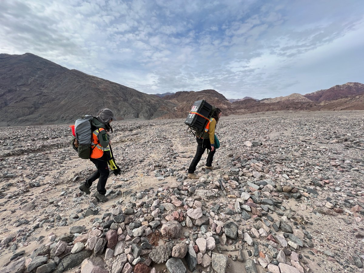 NHERI_RAPID's tweet photo. Hurricane Hilary (2023) dropped more rainfall in Death Valley than the area typically sees in a year. RAPID deployed to gather data on how this shaped the arid landscape to support research by the #NSFsupported Center for Land Surface Hazards (CLaSH) #NHERIHurricaneAwareness https://t.co/VdGjaUsgFe