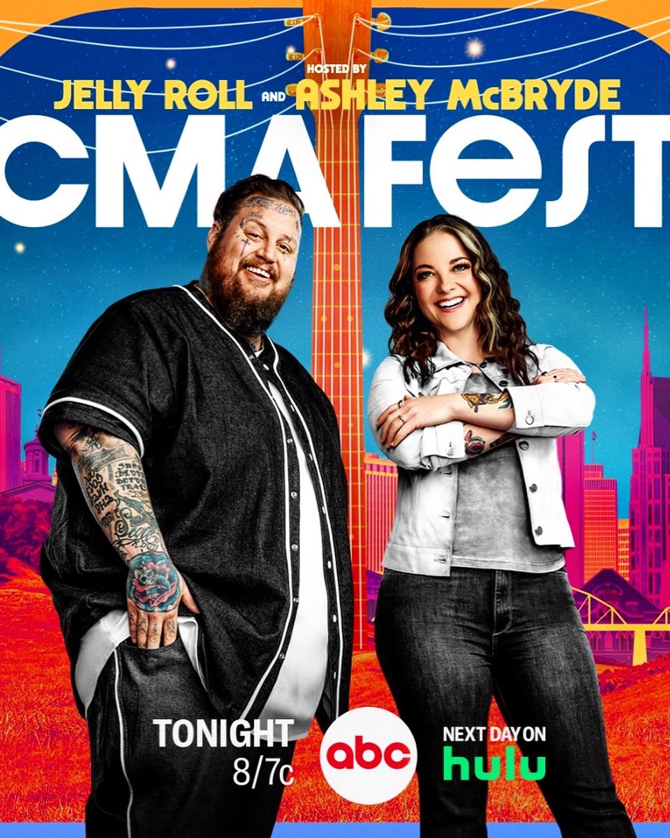 Me &amp; @maciebanks waiting to take the stage to deliver the #CMAFest details! WATCH @jellyroll615 &amp; @ashleymcbryde host TONIGHT at 8/7c on <a href="/ABC/">ABC News</a> 📺 Fun night! Thanks to stage manager Chuck Shockley (pictured here) &amp; the entire @CMA crew for taking good care of us!!