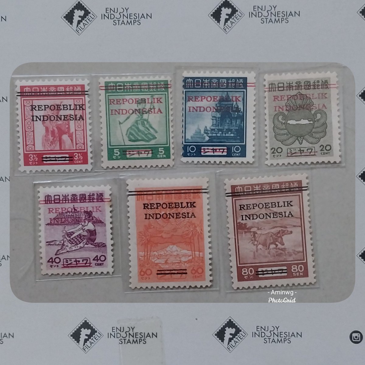 patentok's tweet photo. Japanese Occupation stamps overprinted with REPOEBLIK INDONESIA..... it's great
#collections 
#japaneseantique 
#Hobbies https://t.co/SEYJR9Lr2R