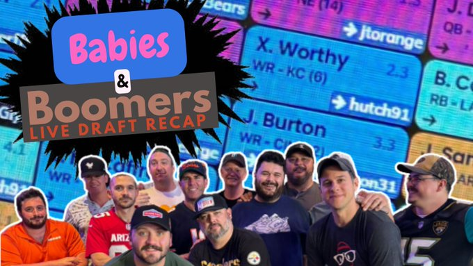 Dynasty Evaluation🏈
🚨LIVE in 10 minutes🚨
Lets recap our
Babies &amp; Boomers🔥
5 Round in person rookie draft
All 19 trades that went down will be discussed
Last years undefeated league champ @TheMouthPodcast jumps on with me
<a href="/FantasyInFrames/">FANTASY IN FRAMES</a> 
Watch here🔽
youtube.com/live/7WtlD0VK9…