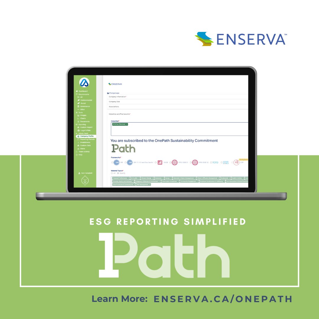 Enserva’s OnePath platform is now live! As a centralized ESG reporting tool for the energy sector, OnePath is uniting the industry through a single reporting system, promoting a culture of transparency &amp; accountability! Learn more: enserva.ca/onepath