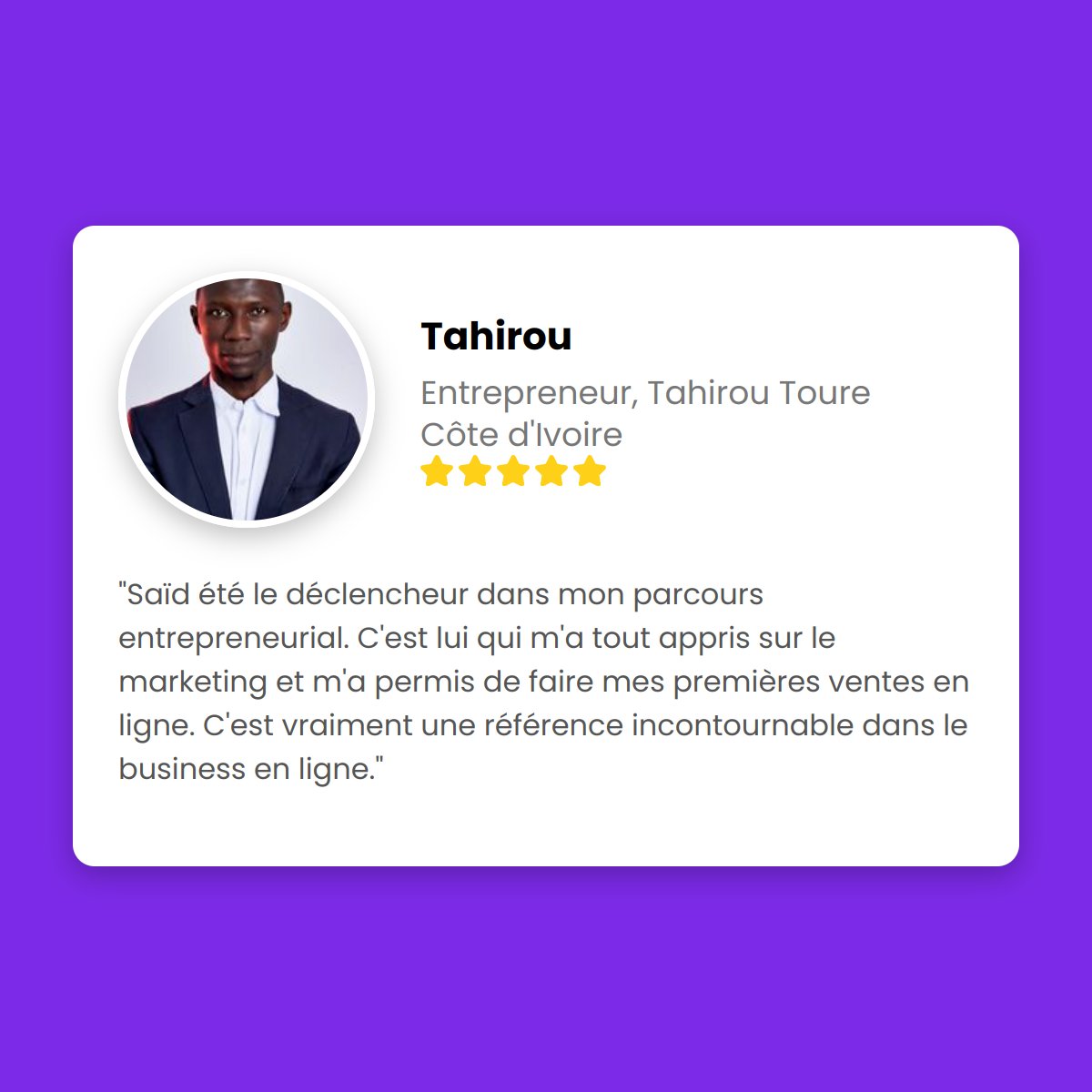 ❤️ Feedback signé Tahirou