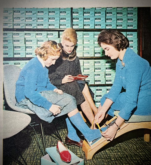 From ‘Look and Learn’ magazine, 1963.  
The ceremony of buying shoes