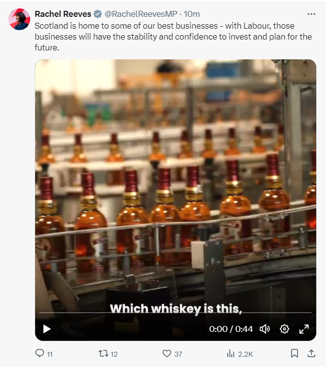 Innealadair's tweet photo. Rachel Reeves can't spell Whisky. https://t.co/IOwT3kPdcb