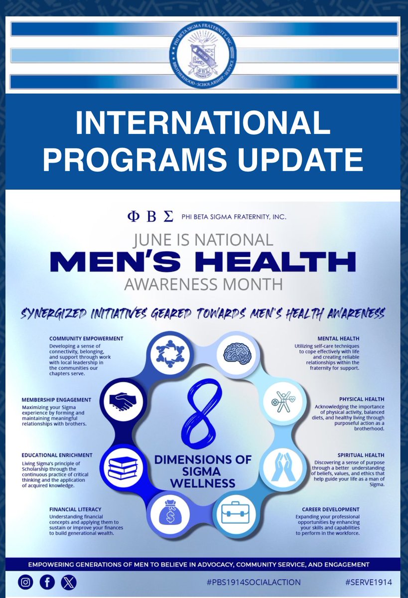 EpDeltaSigma's tweet photo. June is National Men’s Health. Men we have to take care ourselves mentally and physically. #june #Menshealth @pbs_1914 @pbswestregion #FresnoSigmas https://t.co/cg60WlIZgN