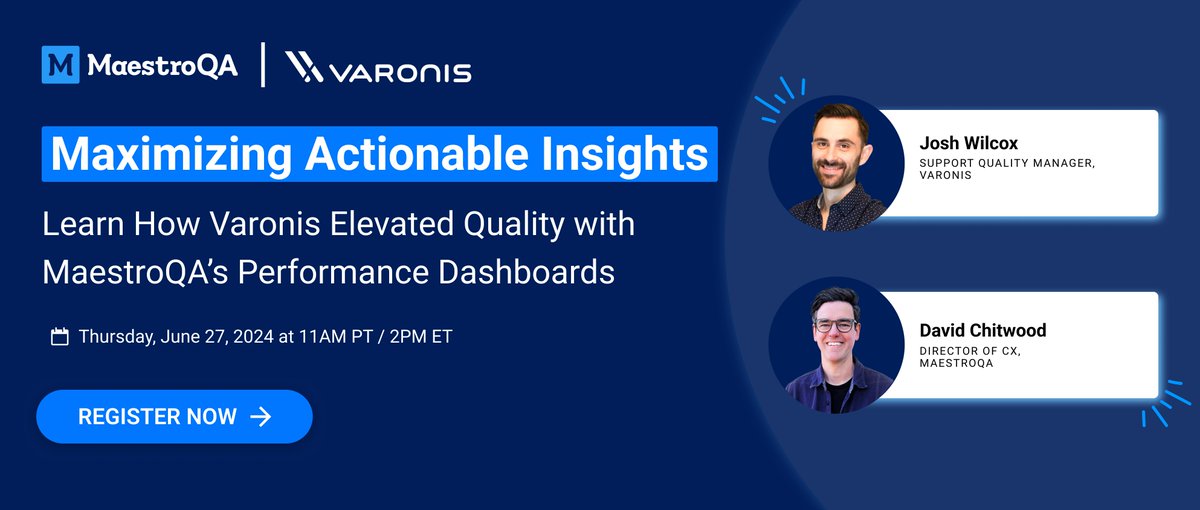 Join us for an exclusive fireside chat with Varonis, a rapidly growing and globally recognized data security leader. Discover how Varonis leverages MaestroQA’s performance dashboards to revolutionize workflows and customer support. Register here: hubs.la/Q02DfTGT0 #QA #CX