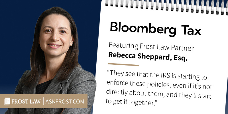 IRSTaxIssues's tweet image. IRS ramps up #tax collection efforts, targeting high earners. Frost’s Rebecca Sheppard, Esq. notes even non-wealthy nonfilers are complying as #IRS enforcement tightens. Read the full Bloomberg article here: bit.ly/4bdB7Zi 
#TaxCompliance #TaxLaw