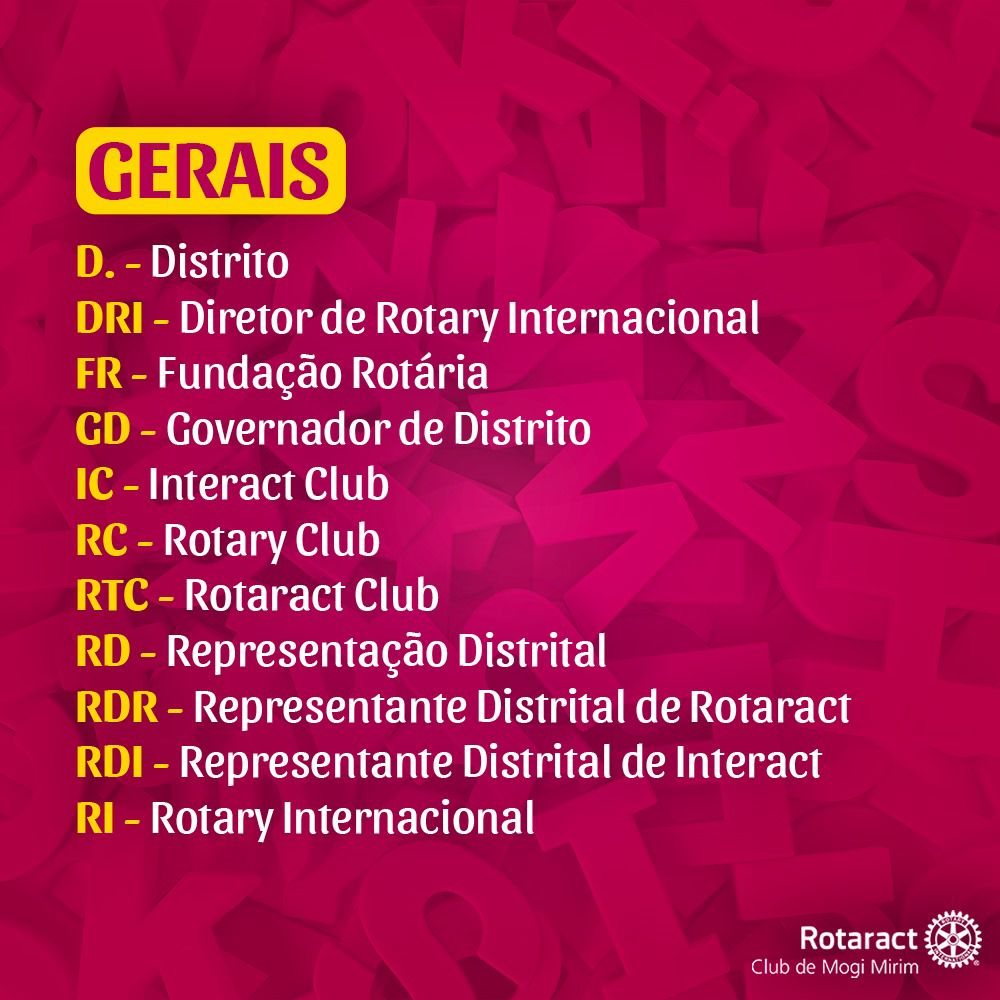 eteractmm's tweet image. Já participou de uma reunião do Rotaract e ficou se perguntando o que significam termos como "FR" e "RDI"? 🤔
 
Não se preocupe mais! 🤩

Confira nosso post fresquinho com o significado das siglas mais usadas no Rotaract e domine nossa "linguagem" de vez! 💬✨ 

#Rotaract #Siglas