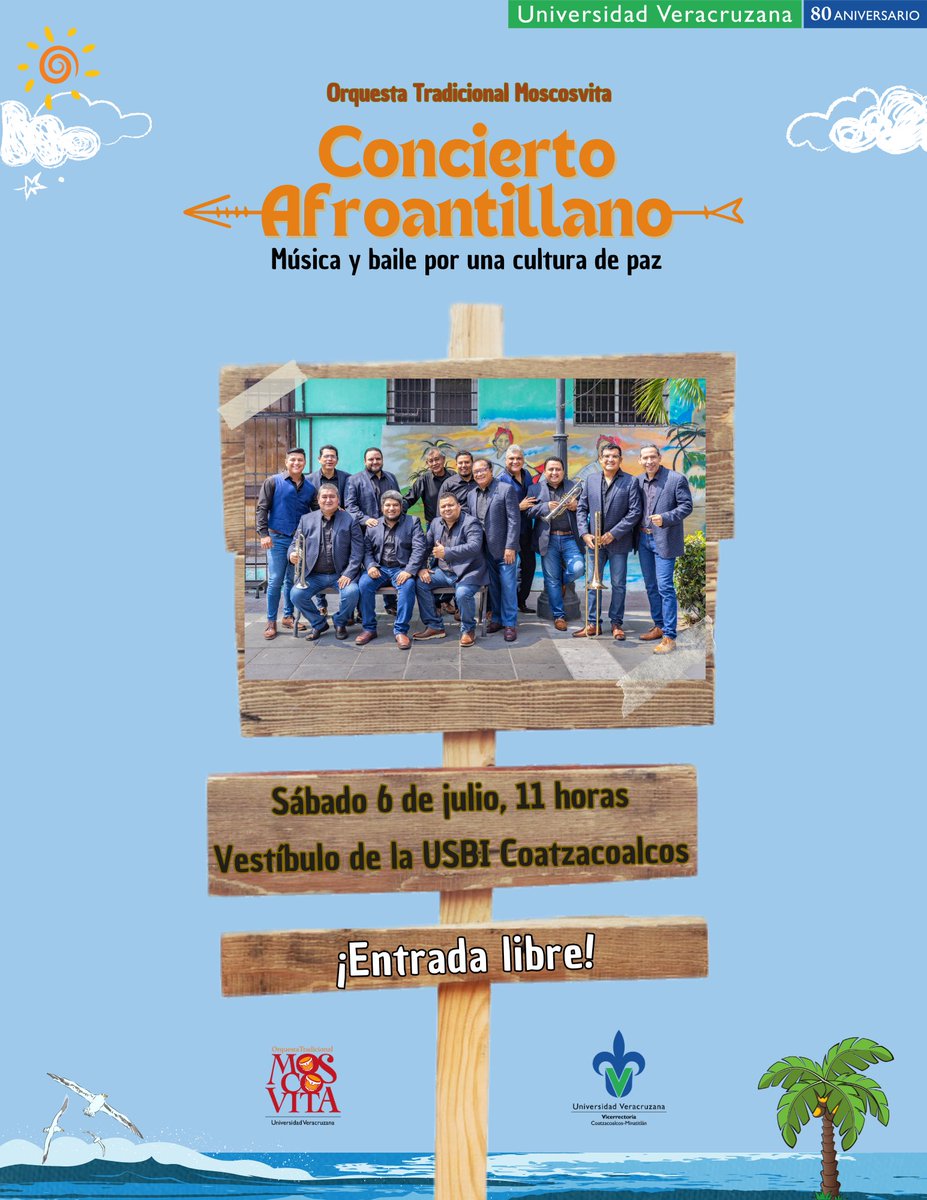 #UVCoatzaMina
La Orquesta Moscovita presenta el "𝑪𝒐𝒏𝒄𝒊𝒆𝒓𝒕𝒐 𝒂𝒇𝒓𝒐𝒂𝒏𝒕𝒊𝒍𝒍𝒂𝒏𝒐", evento para la comunidad universitaria y público en general.
📌 Vestíbulo de la USBI Coatzacoalcos
🗓️ Sábado 6 de julio, 11 horas
¡𝐸𝑛𝑡𝑟𝑎𝑑𝑎 𝑙𝑖𝑏𝑟𝑒!