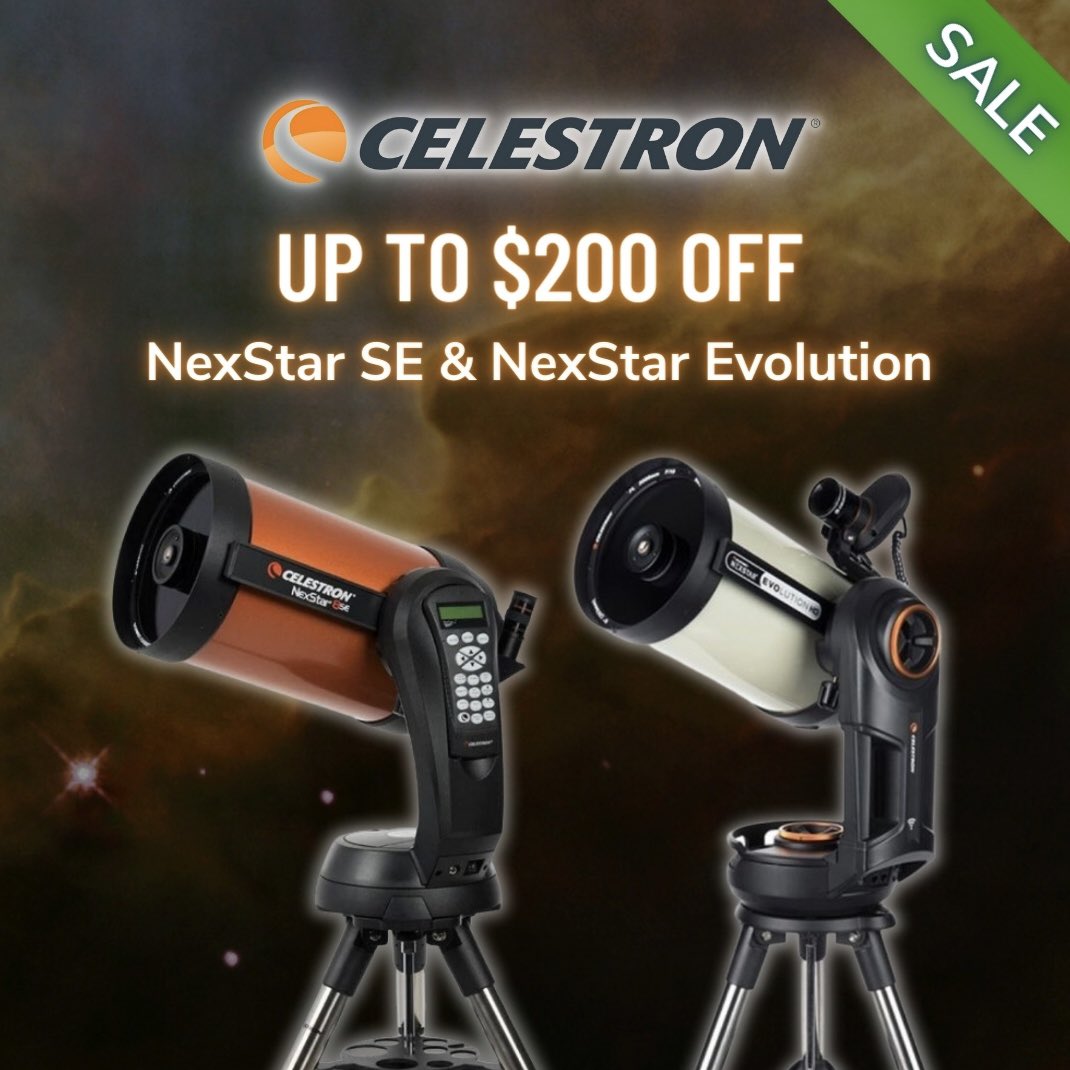 Only a few days left to save on Celestron! Place your orders through June 30th for up to $200 off the NexStar telescope lineup. bit.ly/3UL5Cjf
