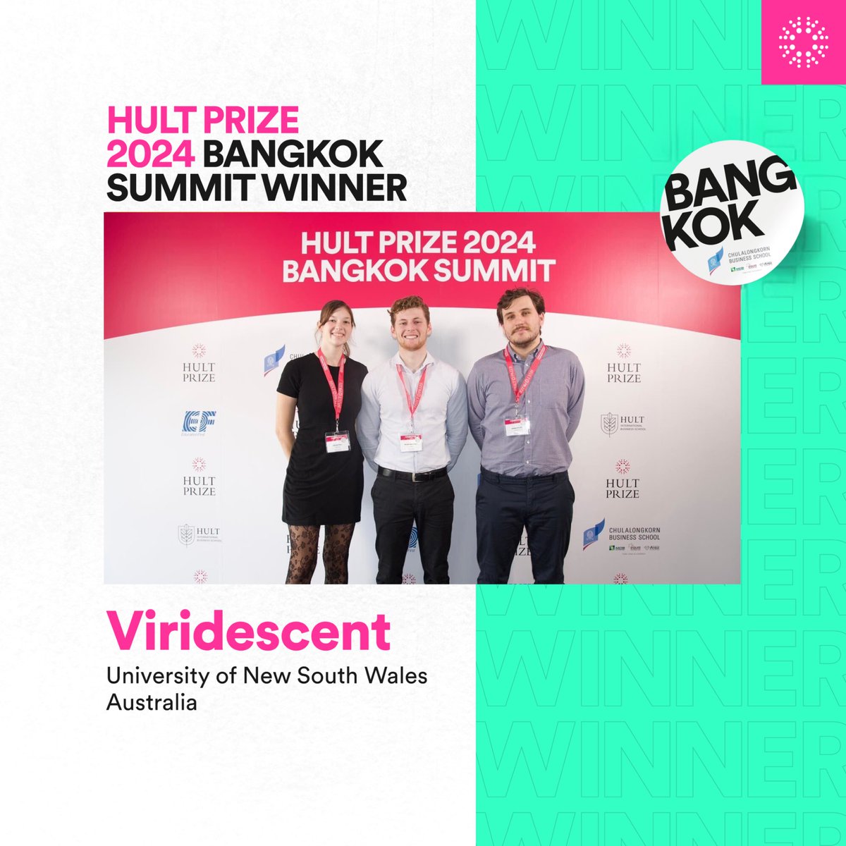 And finally our last Summit winner!! 🥁🥁

Congratulations to our 2024 Bangkok Global Summit winner: Viridescent, from University of New South Wales, in the Australia. 🇦🇺 

They are now one of the winning teams joinin us to the Global Accelerator Program in London! 🇬🇧