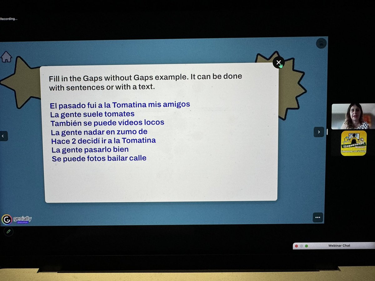 CristaHazell's tweet photo. Some fantastic ideas to develop language skills and #retrievalpractice of core vocabulary in my lessons says @BotonesSalgado in tonight’s @linguascope webinar #mfltwitterati #mflchat #langchat #newgcse #gcsemfl #retrievalpractice https://t.co/NCZXEJFZUE