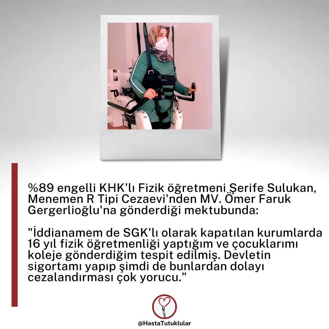 Ömrüm (@mrhasret165641) on Twitter photo ŞerifeSulukan ÖzgürOlsun
10 M Hüda Kaya Transfer
Bakıma muhtaç felçli, epilepsi hastası,
%89 engelli bir Kadın.
Neden bu Kadını ısrarla ceza evinde tutuyorsunuz.
Nerde bu Kadın hakları
<a href="/tcbestepe/">T.C. Cumhurbaşkanlığı</a> ŞerifeSulukan ÖzgürOlsun
10 M Hüda Kaya Transfer
Bakıma muhtaç felçli, epilepsi hastası,
%89 engelli bir Kadın.
Neden bu Kadını ısrarla ceza evinde tutuyorsunuz.
Nerde bu Kadın hakları
<a href="/tcbestepe/">T.C. Cumhurbaşkanlığı</a>