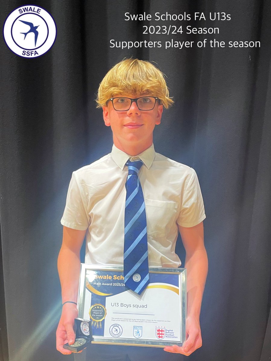 Swale Schools FA (@swalessfa) on Twitter photo Massive well done to our talented U13s. Another incredible season representing us in <a href="/kentschools_fa/">Kent Schools FA</a> competitions & also in <a href="/SchoolsFootball/">English Schools' Football Association</a> cup.
23/24 season saw:
U13 Charles Harvey winners 🏆
U13 South East Regional runners up 🥈
Last 16 of the ESFA Nationals
<a href="/psdf7/">District Football</a> Massive well done to our talented U13s. Another incredible season representing us in <a href="/kentschools_fa/">Kent Schools FA</a> competitions & also in <a href="/SchoolsFootball/">English Schools' Football Association</a> cup.
23/24 season saw:
U13 Charles Harvey winners 🏆
U13 South East Regional runners up 🥈
Last 16 of the ESFA Nationals
<a href="/psdf7/">District Football</a>