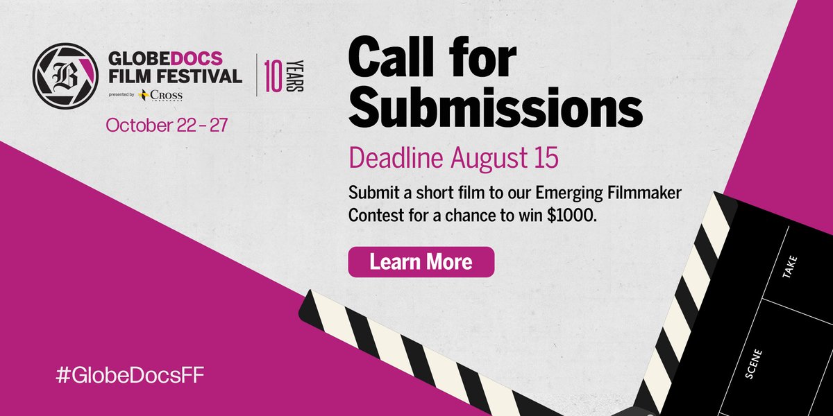 GlobeDocs's tweet image. Attention students and filmmakers under 25 years old: Submissions are open for our inaugural emerging filmmakers contest. Submit an original short film for a chance to be screened during the 10th annual #GlobeDocsFF this October. See details &amp;amp; submit here: trib.al/RVd3gT2