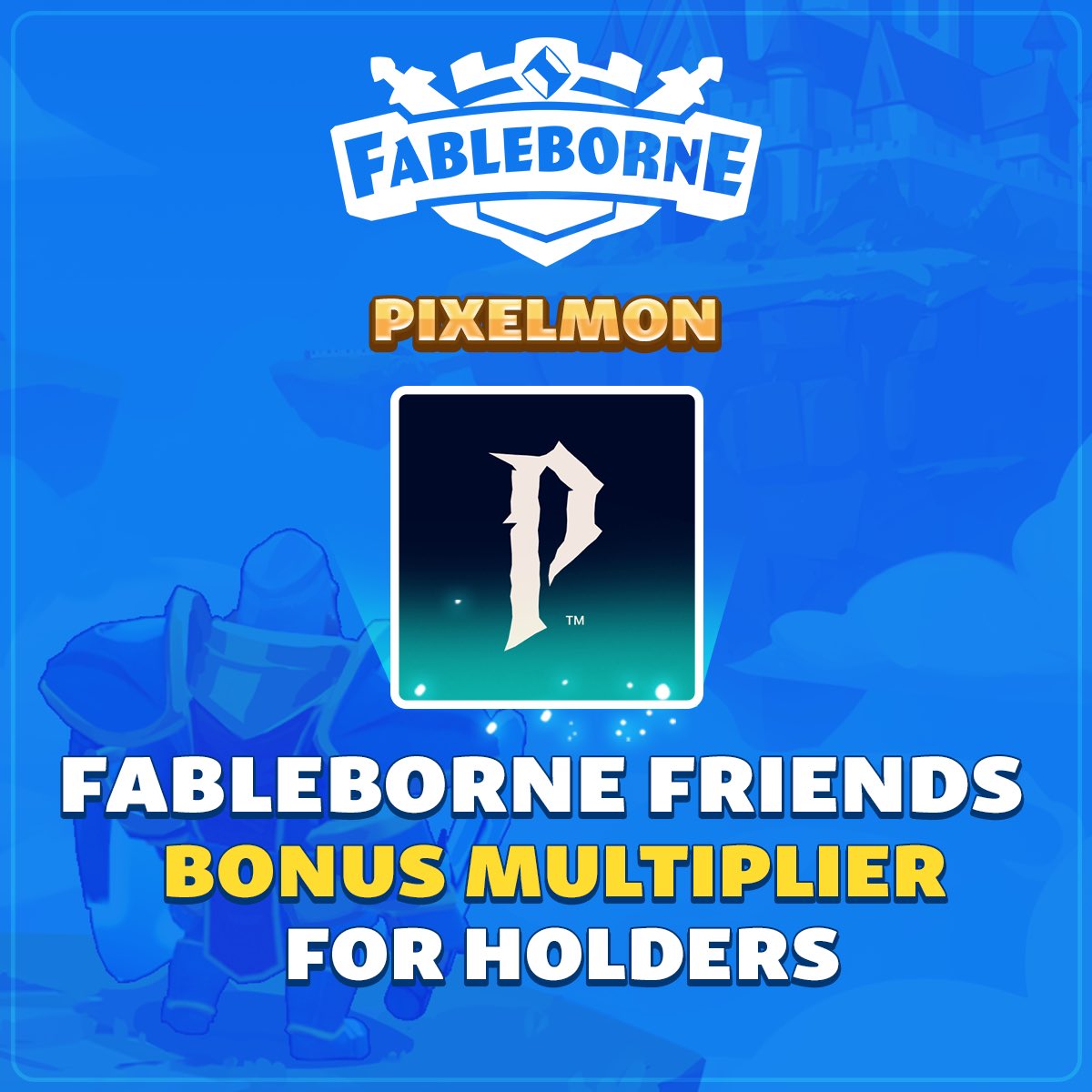 Pixelmon 🤝 Fableborne

We are thrilled to announce our partnership with Fableborne!

We are excited to be supporting a team bringing a mobile, web3-powered multiplayer game to the masses.

Our holders will be able to claim exclusive benefits!

Shatterland awaits us! ⚔️