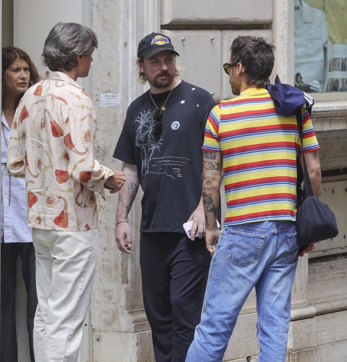 HSMEDIANEWS's tweet image. Harry with Kid Harpoon and Nikolai Haas out in Rome recently.