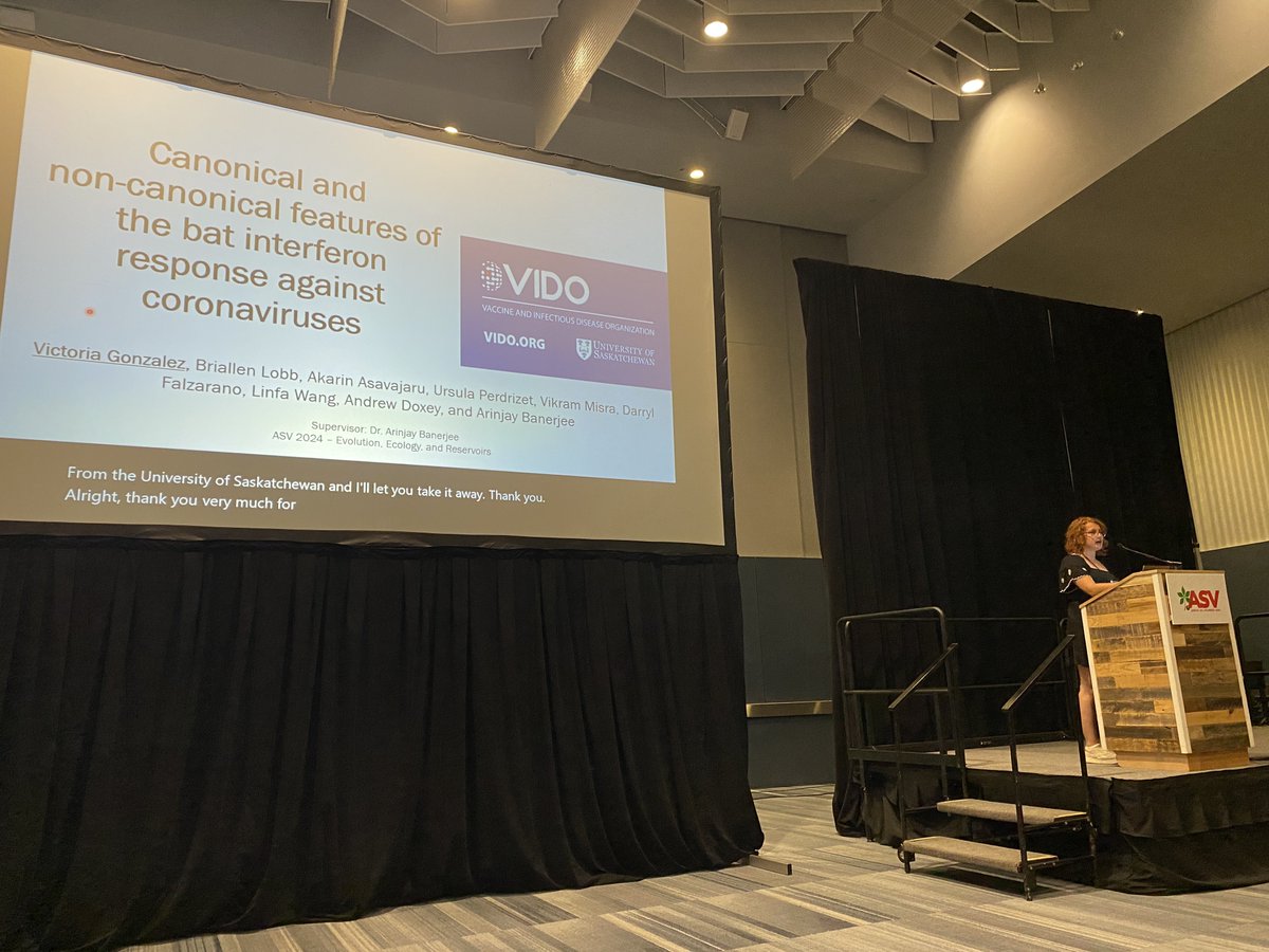 Arinjay Banerjee (@sci_questions) on Twitter photo So proud of Victoria Gonzalez from our lab. Victoria shared her doctoral work on bat antiviral interferon dependent immunity. Stay tuned, the manuscript is coming soon. #LoveVirology #LZCI #ASV2024 <a href="/vic_ggonzalez/">Victoria Gonzalez</a> So proud of Victoria Gonzalez from our lab. Victoria shared her doctoral work on bat antiviral interferon dependent immunity. Stay tuned, the manuscript is coming soon. #LoveVirology #LZCI #ASV2024 <a href="/vic_ggonzalez/">Victoria Gonzalez</a>