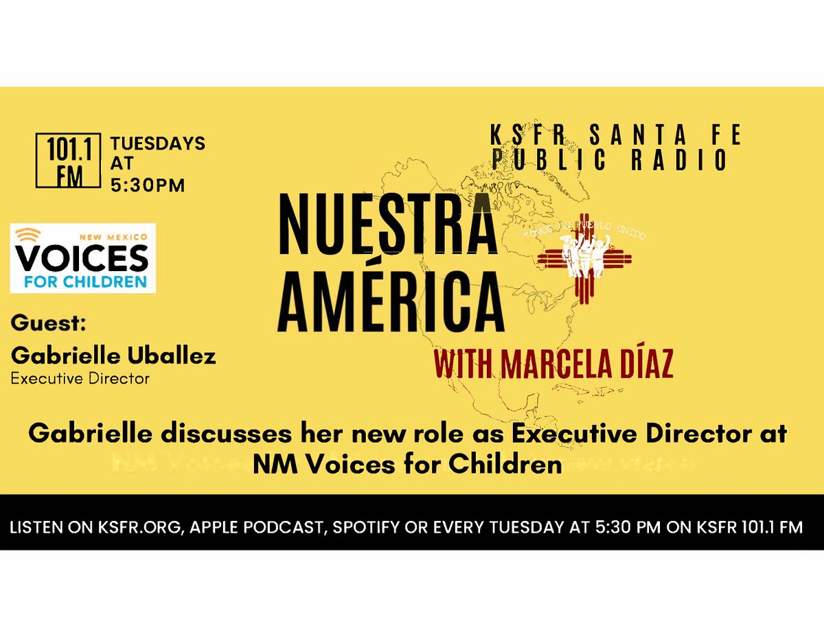 ICYMI: Check out last week's Nuestra América interview w Gabrielle Uballez, new executive director <a href="/NMVoices/">NM Voices for Children</a>, on the progressive ecosystem in NM and her vision for the work to come. 
ksfr.org/show/nuestra-a…
#nmpol