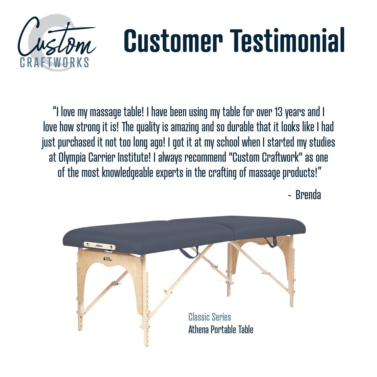 CustomCraftwork's tweet image. 📣Brenda's been using her Athena Portable Table for 13+ years and it's still going strong!🛋️"After all these years, it looks like new. I always recommend Custom Craftworks for top-notch quality!" Ready to experience the best? Check it out: hubs.ly/Q02CkgbG0 #BuiltToLast