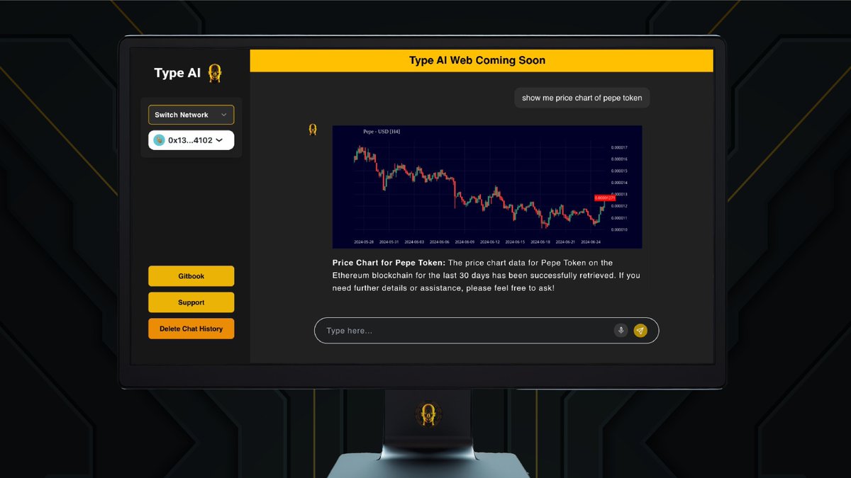 TypeAI2's tweet image. 🚀 Exciting Update! 🚀

Type AI can now promptly deliver accurate charts tailored to your specifications! 🎯

Use AI-driven technical analysis for every chart to analyze and buy tokens seamlessly, all through Type AI's Bot/Web. 

Elevate your trading experience! 📈🤖💡

$Type