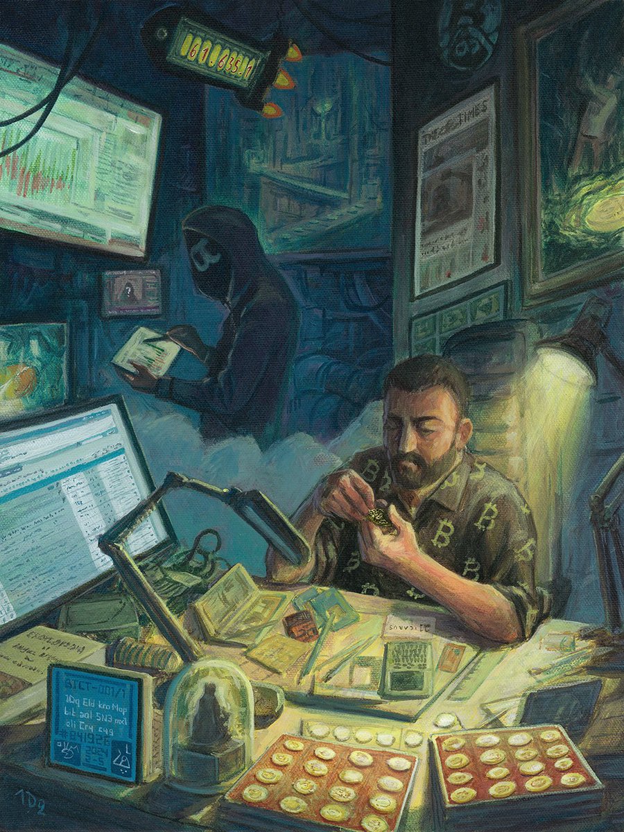 1Dq12's tweet photo. "Bitcollector", 2024, Acrylics and Golden Leafs on Canvas, 40x30cm 15,7˝x11,8˝
On Auction on the Bitcoin forum: https://t.co/uhhrIxyn0v
#Bitcoin #casascius #bitbills #icarus #coldcard #cryptoartist #Blockchain #coin #gold #satoshinakamoto #prints #Kialara https://t.co/G9AoT0pZbg