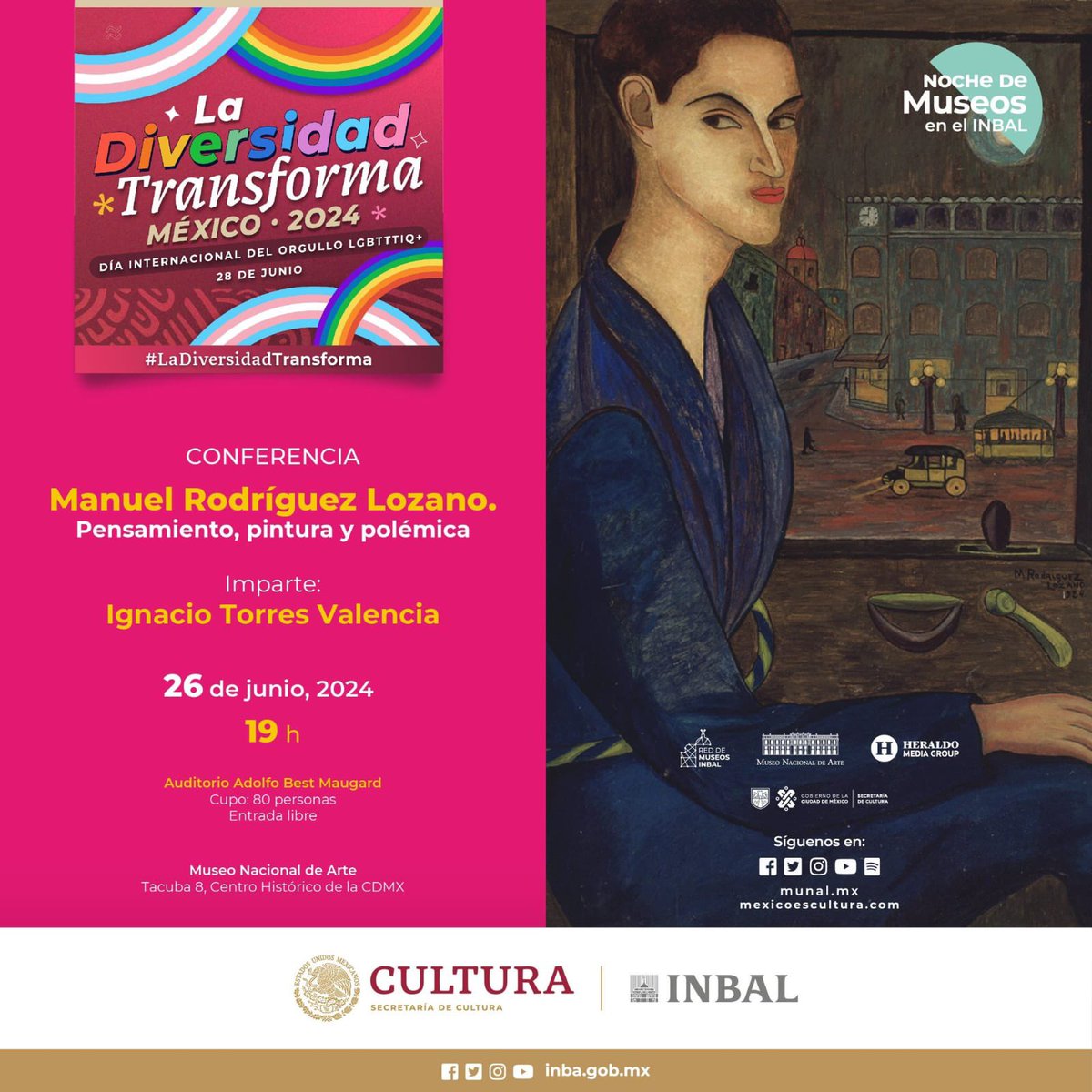 VekaDuncan's tweet photo. Esto me emociona mucho: no sólo está mi queridísimo @ig_torres en la Muy Noble y Leal CDMX, sino que va a dar una conferencia sobre Manuel Rodríguez Lozano mai lof en la @nochedemuseos del @MUNALmx. Ahí vamos a andar, claro que yes https://t.co/U0X2udhaXE