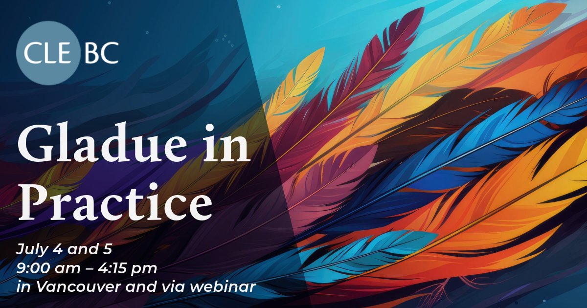 FREE course from <a href="/CLEBC/">The Continuing Legal Education Society of BC</a> with <a href="/BCFNJC/">BC First Nations Justice Council</a>!
Register for "Gladue in Practice" July 4 &amp; 5, 2024, 9:00 – 4:15. Attend in person in Vancouver or by webinar for this practical guide to every stage of a Gladue report. store.cle.bc.ca/productdetails…
#criminallaw #Indigenousjustice #sentencing