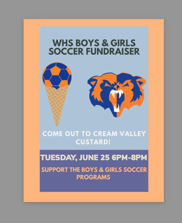 woodstownsoccer's tweet photo. Tonight is Cream Valley Night from 6 pm - 8 pm to help support the WHS Boys and Girls Soccer Programs. Many items on the Menu to choose for dinner(attached) and/or dessert. Please share and hope to see you there. A big Thanks to Cream Valley for having this event! https://t.co/SDxXw826bP