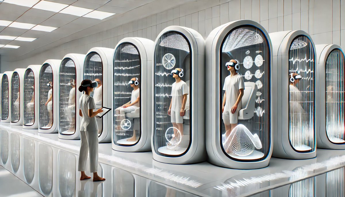 drew_ponder's tweet photo. #FutureRehab #Cognify #AIRehabilitation #SyntheticMemories #NeuroscienceInnovation #PrisonReform #FrequencyWaveTherapy #TechForGood #VirtualJustice #MindMappingRehab
Image of the futuristic rehabilitation facility integrating advanced technology and frequency wave theory. https://t.co/ZTFxcQQhrI